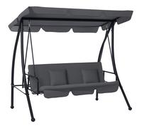 Outsunny Outdoor 2-in-1 Swing Chair Lounger 3 Seater Garden Swing Seat Bed Hammock Bed Convertible Tilt Canopy W/ Cushion, Light Grey Grey