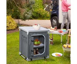 Outsunny Outdoor 2-shelf Camping Cupboard Kitchen Station Cook Table Aluminum