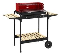 Outsunny Outdoor 5-Level Grill Height Charcoal Barbecue Grill Trolley, Red Aosom UK
