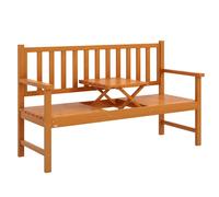 Outsunny 153cm Patio Wood Bench with Liftable Middle Table for Porch Brown