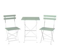 Outsunny Outdoor Bistro Set Folding Patio Furniture Set with 2 Chairs Table for 2 People White and Green