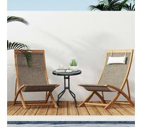 Outsunny Bistro Coffee Table Outdoor Tempered Glass Top Table Garden Round Dining Table - 60cm Diameter Black