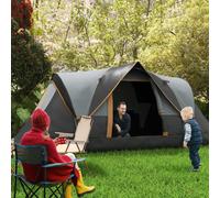 OUTSUNNY Outdoor Camping Tent For 5-6 Man with Fibreglass Poles Steel Frame Carry Bag in Light Grey Outsunny Light Grey