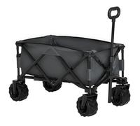 Outsunny Outdoor Cart Folding Cargo Wagon Trailer Beach w/ Handle Dark Grey