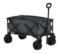 Outsunny Outdoor Cart Folding Cargo Wagon Trailer Beach w/ Handle Dark Grey | TJ Hughes