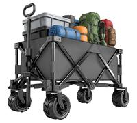 Outsunny Outdoor Cart Folding Cargo Wagon Trailer Beach W/ Handle In Dark Grey Dark Grey