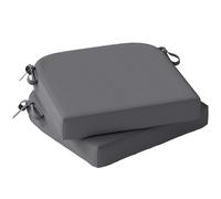 Outsunny Outdoor Chair Seat Cushions Set of 2, Garden Chair Cushions with 7cm Thick Foam & Ties, Dark Grey