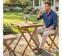 OUTSUNNY Outdoor Coffee Table Foldable Wooden Garden Table Natural Wood Outsunny Natural