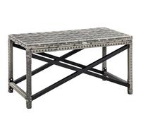 Outsunny PE Wicker Outdoor Coffee Table, Patio Rattan Side Table, with Plastic Board Under the Full Woven Table Top for Patio, Garden, Balcony, Mixed Grey, Grey