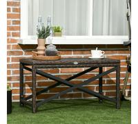 OUTSUNNY PE Wicker Outdoor Coffee Table w/ Full Woven Rattan Table Top in Brown Outsunny Brown
