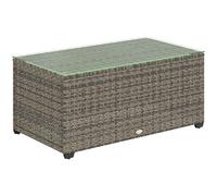 Outsunny Outdoor Coffee Table, PE Rattan Side Table with Tempered Glass Top, Wicker Rectangular Garden Coffee Table End Table with Steel Frame for Patio, Balcony, 90 x 50 x 38cm, Dark Grey Dark Grey