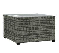 Outsunny Outdoor Coffee Table With Glass Top, Rattan Side Table, Light Grey