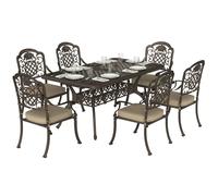 Outsunny Outdoor Dining Set With Cushions, Parasol Hole, Bronze Tone Bronze