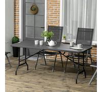 Outsunny Outdoor Dining Table for 6, Folding Garden Dining Table - Charcoal grey - Steel, HDPE - 180L x 75.5W x 73H cm