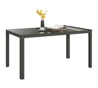 Outsunny Outdoor Dining Table for 6 People, 150 x 88 cm Rectangular Garden Table with Aluminium Frame, Tempered Glass Top and Height-Adjustable Feet for Balcony, Porch, Terrace, Grey Grey