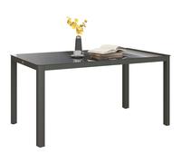 Outsunny Outdoor Dining Table for 6 with Glass Top - Aluminium Frame - Grey | TJ Hughes