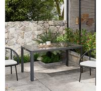Outsunny Outdoor Dining Table With Glass Top Aluminium Frame For Balcony, Patio In Grey Grey