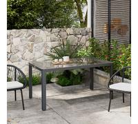 Outsunny Outdoor Dining Table With Glass Top Aluminium Frame For Balcony, Patio In Grey Grey