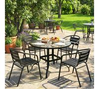 Outsunny Outdoor Dining Table With Parasol Hole, Round, 96.5 X 96.5 X 71 Cm In Black Black