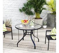 Outsunny Outdoor Dining Table With Parasol Hole, Round, 96.5 X 96.5 X 71 Cm In Black Black