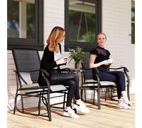 Outsunny Double Glider Companion Rocking Loveseat, Grey