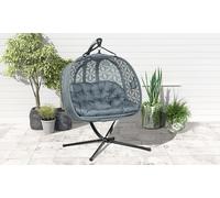 Outsunny Outdoor Double Hanging Chair with Cushion: Charcoal Grey