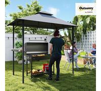 OUTSUNNY Outdoor Double-tier BBQ Gazebo Shelter Grill Canopy Barbecue Tent in Grey Outsunny Grey