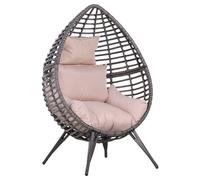 Outsunny Outdoor Egg Chair Pe Rattan Teardrop Chair With Full-Body Soft Padded Cushion Grey