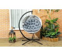 Outsunny Outdoor Egg Swing Chair with Cushion and Cup Holder: Khaki