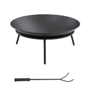 Outsunny Outdoor Fire Pit, Portable Round Firepit with Poker, for Garden, Camping, Bonfire, Picnic, Dia. 47 x 21 cm, Black