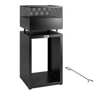 Outsunny Outdoor Fire Pit with Wood Storage Wood Burning Firepit with Mesh Sides 87 cm Black