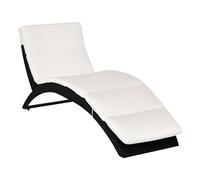 Outsunny Garden Patio Rattan Wicker Folding Sun Lounger Recliner Bed Chair with Cushion for Outdoor, Black