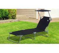Outsunny Outdoor Foldable Sun Lounger: Black
