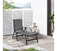 Outsunny Outdoor Folding Chaise Lounge Chair Adjustable Sun Lounger W/ Aluminium Frame In Grey Grey