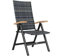 OUTSUNNY Rattan Garden Chair, Folding Dining Chair with Reclining Back in Grey | Size: 1 Pack Outsunny Grey 1 Pack
