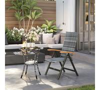 OUTSUNNY Rattan Garden Chair, Folding Dining Chair with Reclining Back in Light Grey | Size: 1 Pack Outsunny Light Grey 1 Pack