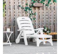 Outsunny Folding Sun Lounger Recliner on Wheels - White, White