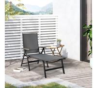 Outsunny Outdoor Folding Sun Lounger w/ Adjustable Backrest and Aluminium Grey