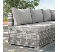 Outsunny Outdoor Garden Furniture Rattan Single Middle Sofa w/ Cushions Grey