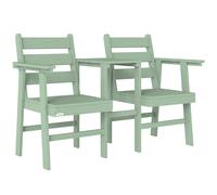 Outsunny Outdoor Garden Loveseat, Embossed Wooden Jack and Jill Garden Seat with Integrated Table, Green