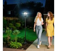 Outsunny Outdoor Solar Post Lamp - Black, Black