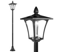 Outsunny Outdoor Garden Solar Post Lamp Sensor Dimmable LED Lantern Bollard Pathway 1.6M Tall - Black