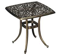 Outsunny Outdoor Garden Table, Cast Aluminium Patio End Table with Umbrella Hole and Anti-slip Foot Pads for Garden, Patio, Balcony, 54 x 54 cm, Bronze Tone