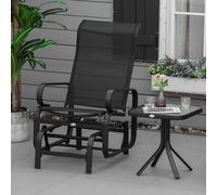 Outsunny Outdoor Gliding Rocking Chair W/ Metal Frame For Patio, Backyard In Black Black