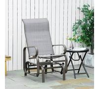Outsunny Outdoor Gliding Rocking Chair W/ Metal Frame For Patio, Backyard In Grey