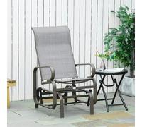 Outsunny Outdoor Gliding Rocking Chair w/ Metal Frame for Patio, Garden, Grey - 73cm x 60cm x 105 cm - Grey
