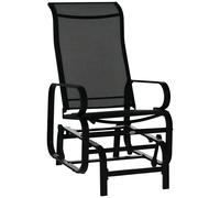 Outsunny Outdoor Gliding Rocking Chair w/ Metal Frame for Patio, Garden, Black, Grey