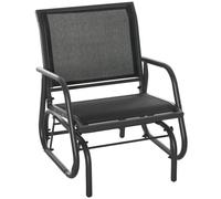 Outsunny Outdoor Gliding Swing Chair Garden Seat w/ Mesh Seat Curved Back Steel Frame Armrests Comfortable Lounge Furniture Dark Grey Black Black