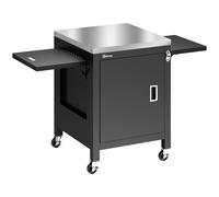 Outsunny Outdoor Grill Cart with Stainless Steel Tabletop, BBQ Table with a Cabinet, Towel Holder, Bottle Opener, Black