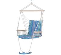 Outsunny Outdoor Hammock Hanging Rope W/ Footrest Armrest Patio Swing Seat In Blue Blue